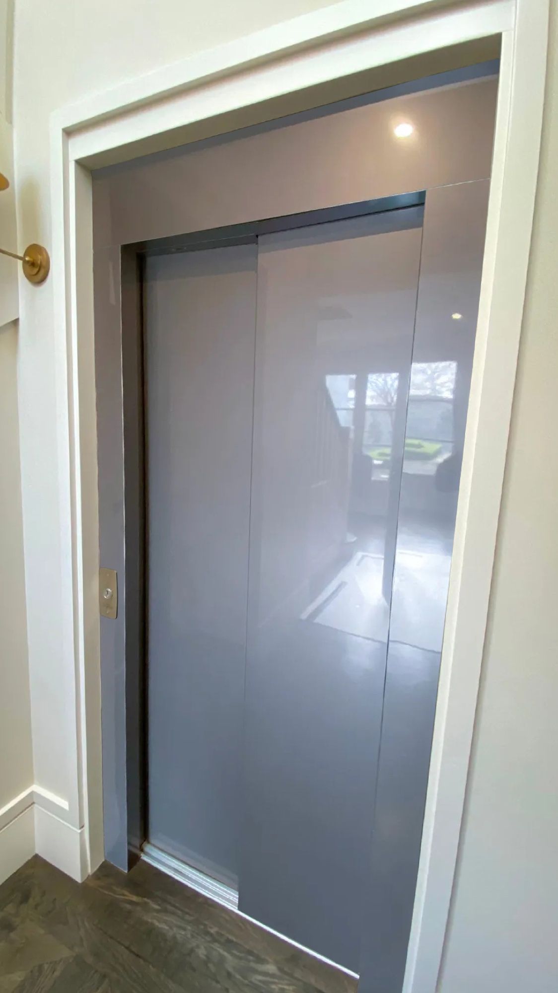 Before: Home lift doors, grey gloss to charcoal